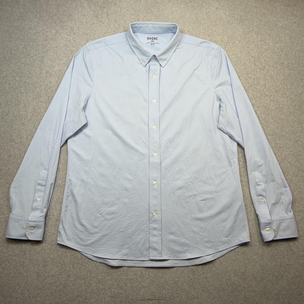 Rhone Commuter Shirt Mens XL Blue Regular Fit Stretch Button Down Long Sleeve
